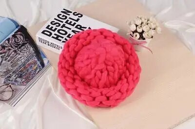 Vienkārša meitene Ikdienišķa Kokvilna Akrils Jauna Mode Sieviešu Ziemas Vilnas Cepures Roku Rupja Trikotāžas Cepure Sievietēm Pupiņas