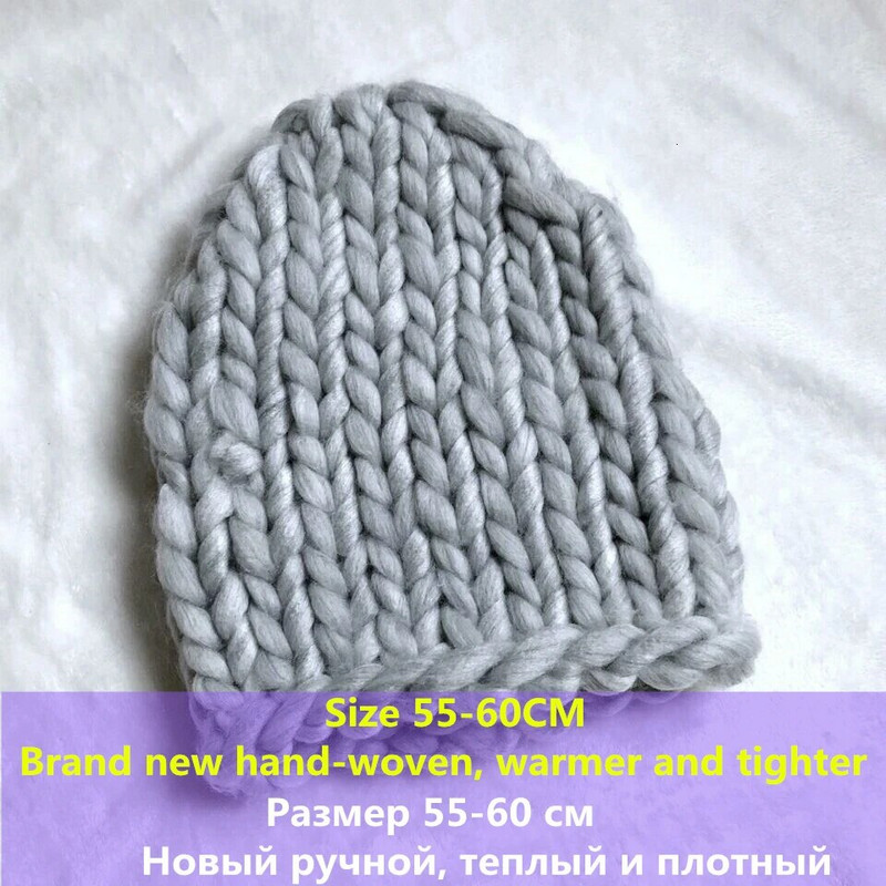 Vienkārša meitene Ikdienišķa Kokvilna Akrils Jauna Mode Sieviešu Ziemas Vilnas Cepures Roku Rupja Trikotāžas Cepure Sievietēm Pupiņas