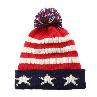 Vīrieši Ziemas Pom Poms bumbu Trikotāžas Cepurīte Sievietēm Unisex Ikdienas Lielbritānijas un Amerikas valsts karoga cepures Skullies Beanie cepure Gorros