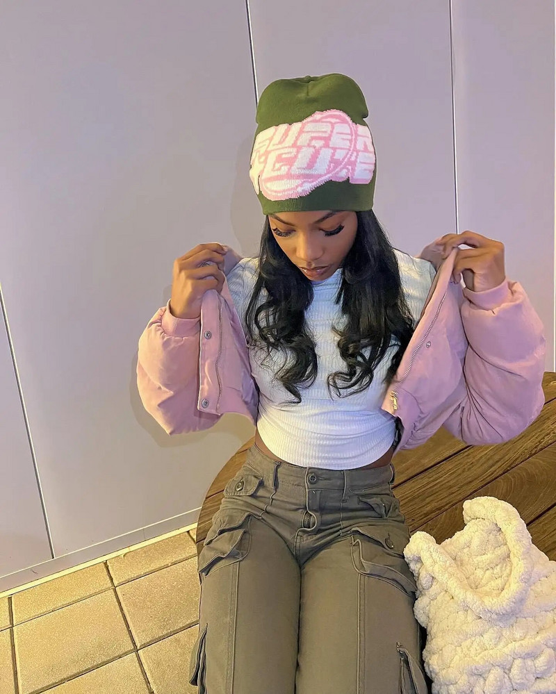 Esteetiline müts Kootud Pullover Soe müts Hip-hop Beanie Street Punk Talvine silmkoeline müts Y2K gooti unisex mütsid Naiste tänavarõivad