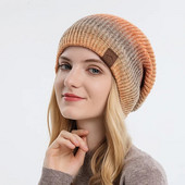 Γυναικεία πλεκτά καπέλο γούνα επένδυση Skullies Beanies κασκόλ Καπέλο Καπέλο Γυναικεία χειμερινή μόδα Πιο ζεστά καπέλα με βαφή γραβάτα για γυναίκες