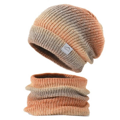 Γυναικεία πλεκτά καπέλο γούνα επένδυση Skullies Beanies κασκόλ Καπέλο Καπέλο Γυναικεία χειμερινή μόδα Πιο ζεστά καπέλα με βαφή γραβάτα για γυναίκες