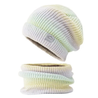 Γυναικεία πλεκτά καπέλο γούνα επένδυση Skullies Beanies κασκόλ Καπέλο Καπέλο Γυναικεία χειμερινή μόδα Πιο ζεστά καπέλα με βαφή γραβάτα για γυναίκες