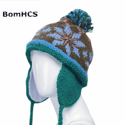 BomHCS 100% käsitööna valmistatud etnilises stiilis heegeldatud mosaiikparkett nokamüts kootud müts naiste talvine soe müts