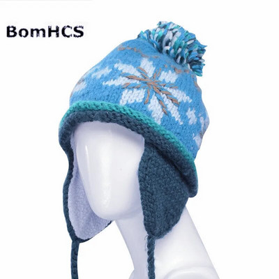 BomHCS 100% käsitööna valmistatud etnilises stiilis heegeldatud mosaiikparkett nokamüts kootud müts naiste talvine soe müts