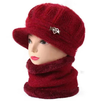 Γυναικείο πλεκτό καπέλο Χειμωνιάτικο ζεστό Άνετα μαλακά γυναικεία μάλλινα καπέλα Αξεσουάρ ρούχων Πρακτικό βολικό σετ φουλάρι γυναικών