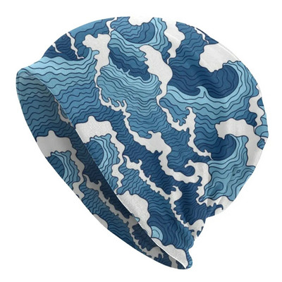The Great Wave Off Kanagawa Pugs Beanies Caps For Men Women Hip Hop Winter Warm Pleitting Hat Adult Katsushika Hokusai Bonnet Hat