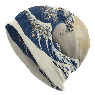 The Great Wave Off Kanagawa Pugs Beanies Caps For Men Women Hip Hop Winter Warm Pleitting Hat Adult Katsushika Hokusai Bonnet Hat