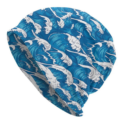 The Great Wave Off Kanagawa Pugs Beanies Caps For Men Women Hip Hop Winter Warm Pleitting Hat Adult Katsushika Hokusai Bonnet Hat