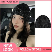 Korea Sequin Kootud Beanies Mütsid Naistele Mehed Talvine Skullies Cap Outdoor Tuulekindel Famela Kattepea Külmkübarad Kõrva Müts Kapott