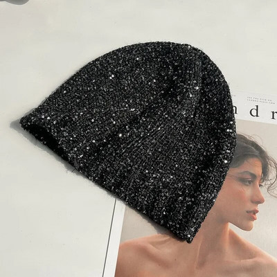 Korea Sequin Kootud Beanies Mütsid Naistele Mehed Talvine Skullies Cap Outdoor Tuulekindel Famela Kattepea Külmkübarad Kõrva Müts Kapott