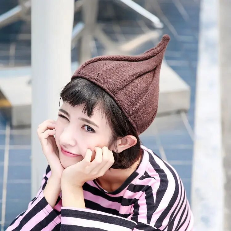 2021. gada modes ziemas cepures ar pupiņām sievietēm vīriešiem, siltas, smailas adīšanas, biezas cepures Casua vienkrāsainas sieviešu modes cepures
