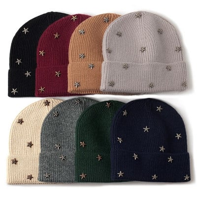 Pentagram Beanies Καπέλα Κομψά Γυναικεία Unisex Ζεστά Γυναικεία Φθινοπωρινό Χειμερινό Καπέλο Μοντέρνο Hip-hop Ριγέ Beanie Chapeu Γυναικείο καπέλο