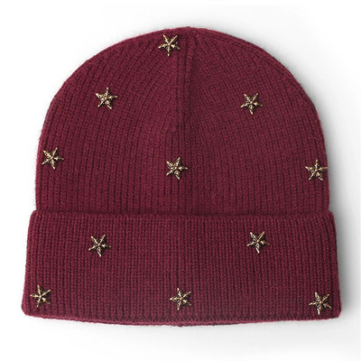 Pentagramma pupiņas Cepures Eleganta sieviešu Unisex silta dāmu rudens ziemas cepure Moderna hiphopa svītraina beanie chapeu sievišķīga cepure