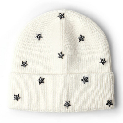 Pentagramma pupiņas Cepures Eleganta sieviešu Unisex silta dāmu rudens ziemas cepure Moderna hiphopa svītraina beanie chapeu sievišķīga cepure