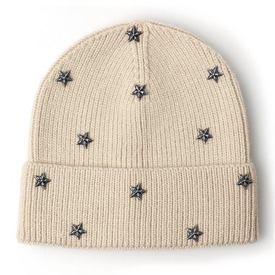 Pentagramma pupiņas Cepures Eleganta sieviešu Unisex silta dāmu rudens ziemas cepure Moderna hiphopa svītraina beanie chapeu sievišķīga cepure