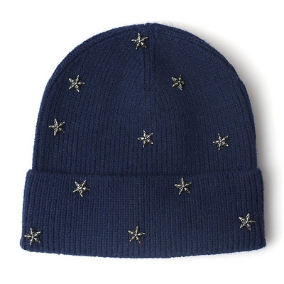Pentagramma pupiņas Cepures Eleganta sieviešu Unisex silta dāmu rudens ziemas cepure Moderna hiphopa svītraina beanie chapeu sievišķīga cepure