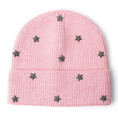Pentagramma pupiņas Cepures Eleganta sieviešu Unisex silta dāmu rudens ziemas cepure Moderna hiphopa svītraina beanie chapeu sievišķīga cepure