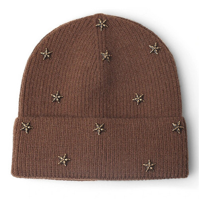 Pentagramma pupiņas Cepures Eleganta sieviešu Unisex silta dāmu rudens ziemas cepure Moderna hiphopa svītraina beanie chapeu sievišķīga cepure