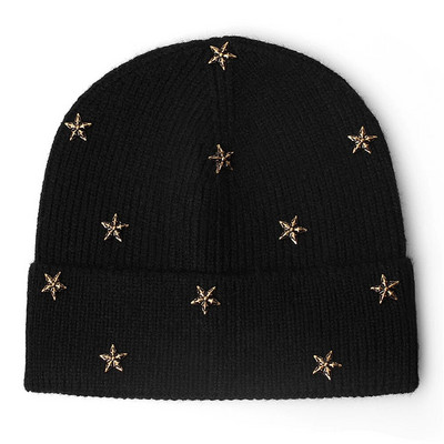 Pentagramma pupiņas Cepures Eleganta sieviešu Unisex silta dāmu rudens ziemas cepure Moderna hiphopa svītraina beanie chapeu sievišķīga cepure