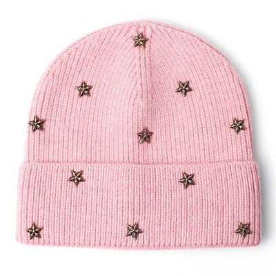 Pentagramma pupiņas Cepures Eleganta sieviešu Unisex silta dāmu rudens ziemas cepure Moderna hiphopa svītraina beanie chapeu sievišķīga cepure