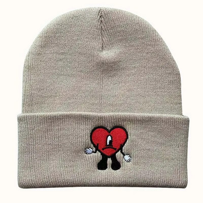 Bad Bunny 2022 Beanies Γυναικεία Φθινοπωρινό Χειμώνα Ζεστό Καπέλο Bad Bunny Κέντημα Καπέλα για άνδρες Πλεκτό Μπόνε Unisex