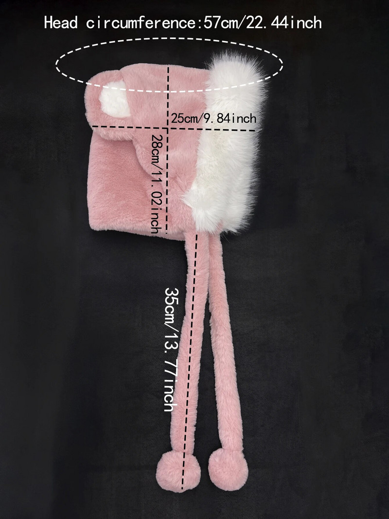 Ziemas jauka, lāča ausu silta cepure sieviešu plīša beanie cepure meitenēm vēja necaurlaidīga vāciņš