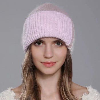 Φθινοπωρινό χειμερινό καπέλο για γυναίκες Συνονθύλευμα γούνα κουνελιού Χειμερινό καπέλο μόδας Ζεστά πλεκτά καπέλα Beanie Γυναικεία κάλυμμα ενηλίκων Καπέλα κεφαλιού