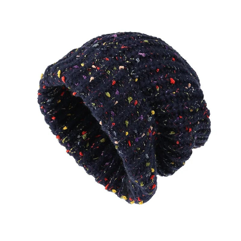 Modernas jauktas krāsas slouchy beanie, klasiska aukstumizturīga silta galvaskausa cepure Bieza trikotāžas cepures pupiņas sievietēm rudens un ziema