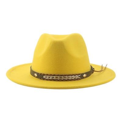 Kauboikübar naiste talvemütsid Naiste mütsid Meeste mütsid Fedoras Vilditud Panama Müts Western Cowboy Vintage Solid Fedoras Chapeau Femme