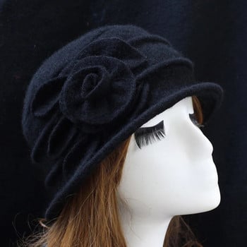 HOT SALES!! Νέα άφιξη Vintage Women Wool Church Cloche Flapper Καπέλο Lady Bucket Χειμερινό καπέλο λουλουδιών χονδρική Dropshipping