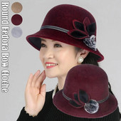 2022. Jesen Zima Okrugli fedora ženski šešir Elegantni ženski šešir s kupolom Vintage Bowler Jazz Loptasti šešir od filca NOVO Vuneni vjenčani crkveni šešir O9M1