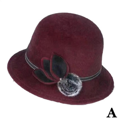 2022. Jesen Zima Okrugli fedora ženski šešir Elegantni ženski šešir s kupolom Vintage Bowler Jazz Loptasti šešir od filca NOVO Vuneni vjenčani crkveni šešir O9M1