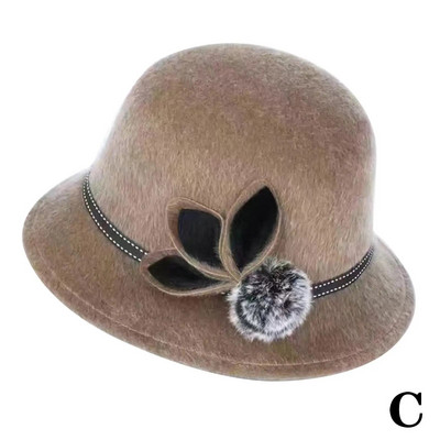 2022. Jesen Zima Okrugli fedora ženski šešir Elegantni ženski šešir s kupolom Vintage Bowler Jazz Loptasti šešir od filca NOVO Vuneni vjenčani crkveni šešir O9M1