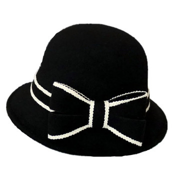 Γυναικείο καπέλο απομίμησης μάλλινου τσόχα με κουβά με γείσο Γυναικεία καπέλα ψαρέματος με φιόγκο δισκέτα πιο ζεστά μασίφ καπέλα