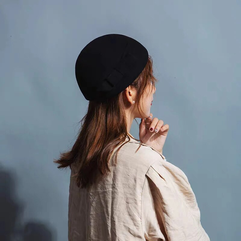 2019. gada beretes vilnas sieviešu vilna, eleganta Fedora cepure, dāmu bantīte, britu masīvas kāzas rudens ziemas klasiskā mākslinieka cepure, sieviete