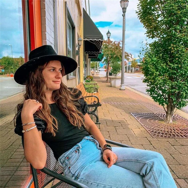 Sieviešu melna eleganta platmalu Fedora plakana Panama cepure plata mala rudens cepure Eleganta imitācijas vilnas kamieļu ziemas cepures