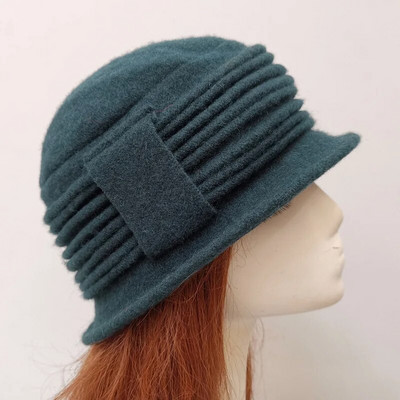 Jaunas sieviešu Fedoras 100% tīras vilnas kupolveida ziemas cepures sievietēm ar ziediem ikdienišķas zīmola siltas dāmas rudens disketes, mīkstas meitenes Fedoras