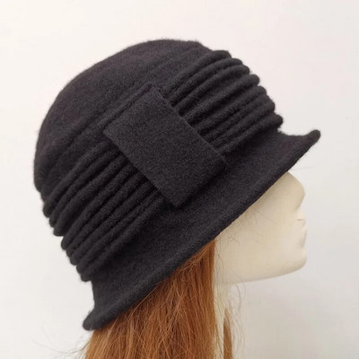 Jaunas sieviešu Fedoras 100% tīras vilnas kupolveida ziemas cepures sievietēm ar ziediem ikdienišķas zīmola siltas dāmas rudens disketes, mīkstas meitenes Fedoras