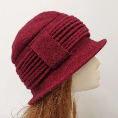 Jaunas sieviešu Fedoras 100% tīras vilnas kupolveida ziemas cepures sievietēm ar ziediem ikdienišķas zīmola siltas dāmas rudens disketes, mīkstas meitenes Fedoras