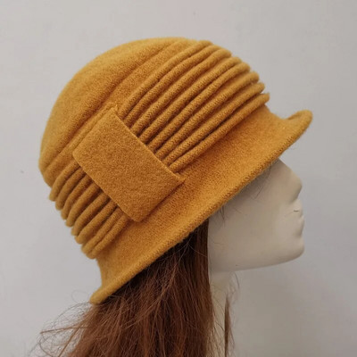 Jaunas sieviešu Fedoras 100% tīras vilnas kupolveida ziemas cepures sievietēm ar ziediem ikdienišķas zīmola siltas dāmas rudens disketes, mīkstas meitenes Fedoras