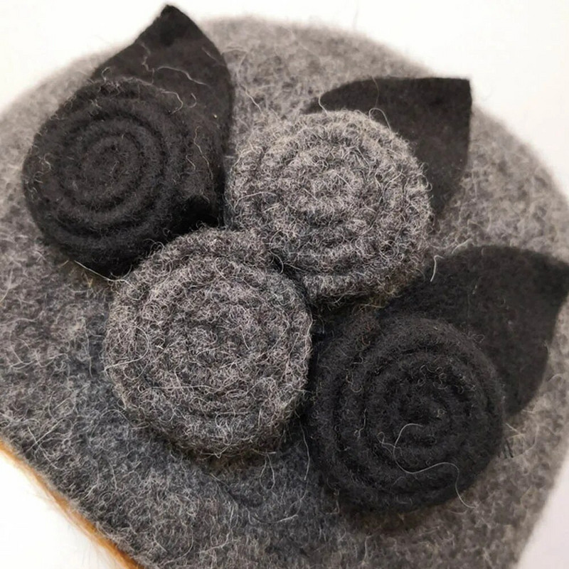 Jaunas sieviešu Fedoras 100% tīras vilnas kupolveida ziemas cepures sievietēm ar ziediem ikdienišķas zīmola siltas dāmas rudens disketes, mīkstas meitenes Fedoras