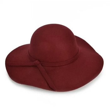 Καπέλο Γυναικείο Καπέλο Φθινοπωρινό Χειμώνας Υπαίθριο Μεγάλο Γείσο Καπέλο Fedoras Κορεατική Έκδοση Μονόχρωμο Απλό Καπέλο Καπέλο Casual Καπέλο αντηλιακό καπέλο