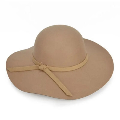 Cepure Sieviešu Cepure Rudens Ziemas Āra Lielas Brim Fedoras Cepure Korejas izdevums vienkrāsains Vienkārša Cepure Ikdienas Cepure Saulessargs Cepure