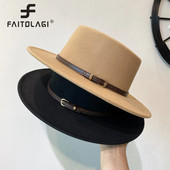 Jostas sprādze Dekorēta vilnas Fedoras cepure sievietēm ar atloku malām filca cepures Retro džeza cepures ziemas rudens siltas britu stila laivu cepures