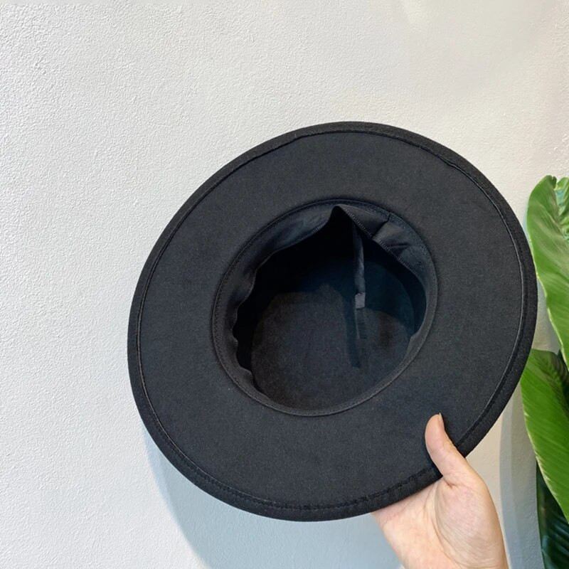 Jostas sprādze Dekorēta vilnas Fedoras cepure sievietēm ar atloku malām filca cepures Retro džeza cepures ziemas rudens siltas britu stila laivu cepures