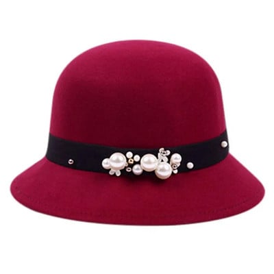 Sieviešu Eleganta Zvejnieka Cepure Sieviešu Vintage Retro Cepure Vilnas Filcs Kausi Cepurīte Baznīca Bowler Cloche Cepures Rudens Ziemas Silta Cepure