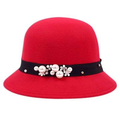 Sieviešu Eleganta Zvejnieka Cepure Sieviešu Vintage Retro Cepure Vilnas Filcs Kausi Cepurīte Baznīca Bowler Cloche Cepures Rudens Ziemas Silta Cepure