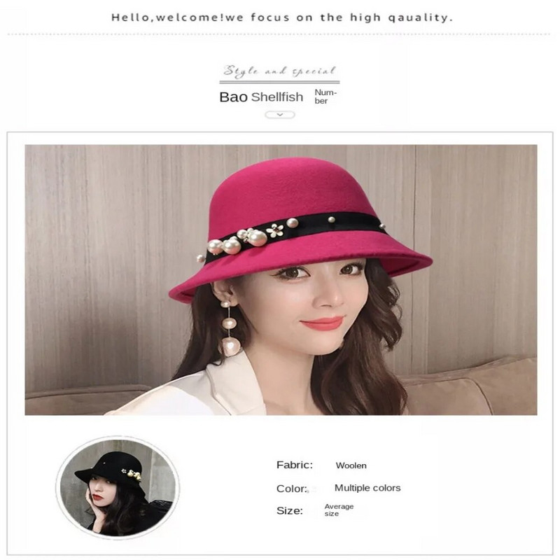 Sieviešu Eleganta Zvejnieka Cepure Sieviešu Vintage Retro Cepure Vilnas Filcs Kausi Cepurīte Baznīca Bowler Cloche Cepures Rudens Ziemas Silta Cepure