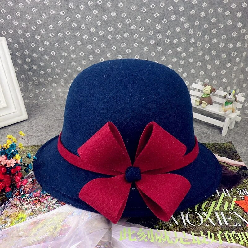 Winter Bucket Fedora Hat Women Felt Wool 2021 Flower Design women fedora дамски Елегантна шапка бомбе Жълто Черно Червено Сиво